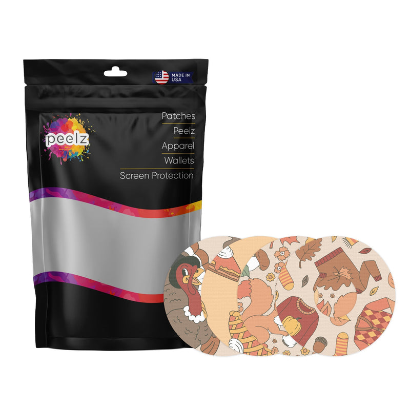 Peelz Thanksgiving Variety Pack Patch Tape Designed for the FreeStyle Libre 3 Plus & Lingo Patch Medical Tape White Smoke 12-Pack (Set of 12 Patches),4-Pack (Set of 4 Patches)