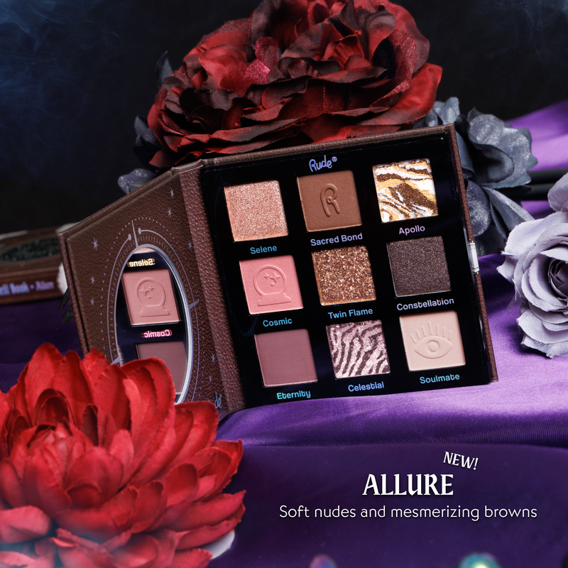 Rude Cosmetics The Spell Book Collection Palette Eyeshadow Black Allure,Lust,Love,Passion,Desire