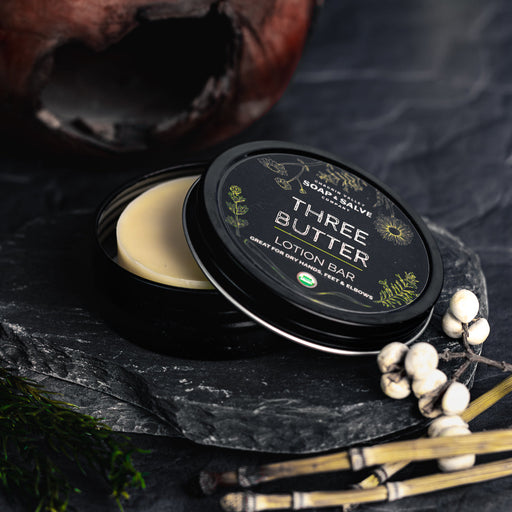 Chagrin Valley Soap & Salve Lotion Bar: Three Butter Lotion Bar Black 1 oz. Tin
