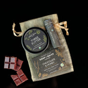 Chagrin Valley Soap & Salve Gift: Soap Sample with Lip Balm & Lotion Bar Gift Rosy Brown Chocolate Theme