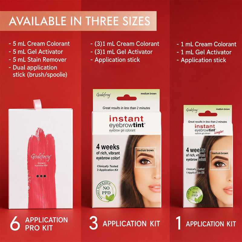 Stirling Soap Co Instant Eyebrow Tint | Natural Eyebrow Tinting Kit by Godefroy Eyebrow Tint Brown Six Applications / Natural Black,Six Applications / Dark Brown,Six Applications / Medium Brown,Six Applications / Light Brown,Three Applications / Jet Black,Three Applications / Natural Black,Three Applications / Dark Brown,Three Applications / Medium Bro