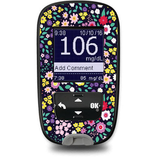 Peelz Tiny Flowers Accu-Chek Guide Glucometer Peelz/Stickers White Smoke