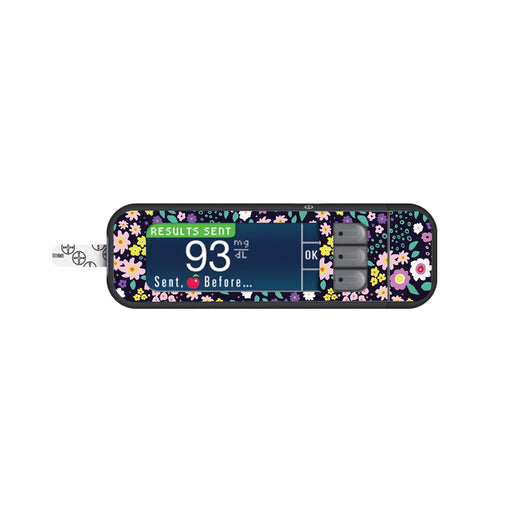 Peelz Tiny Flowers Bayer Contour Next Glucometer Peelz/Stickers White Smoke