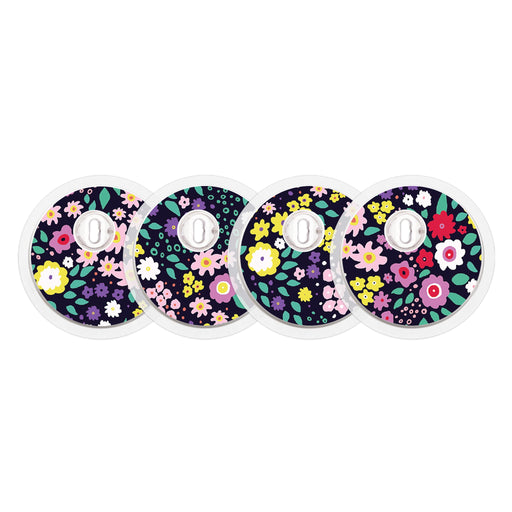 Peelz Tiny Flowers FreeStyle Libre 3 Plus & Lingo  Sensor Peelz/Stickers White Smoke 4-pack (Set of 4 Stickers)