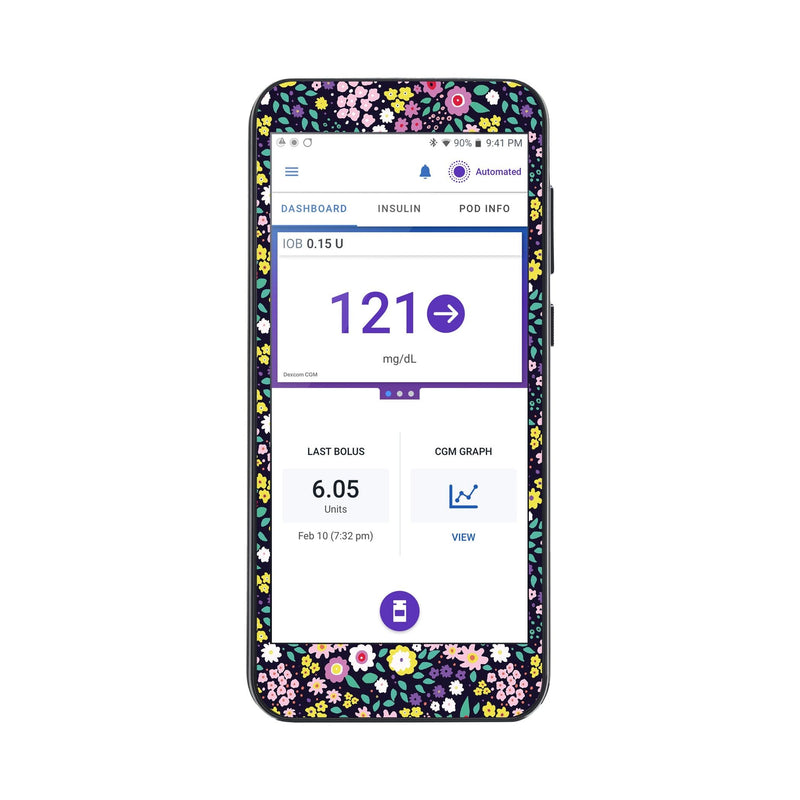 Peelz Tiny Flowers Sticker for Omnipod® 5 Controller – Pump Peelz Peelz/Stickers White Smoke