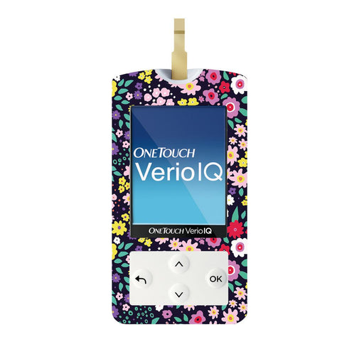 Peelz Tiny Flowers OneTouch Verio IQ Glucometer Peelz/Stickers White Smoke