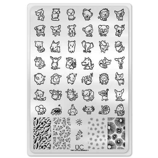 UberChic Beauty Tiny Little Animals-01 Stamping Plate Light Gray