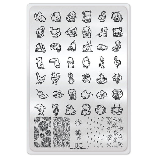 UberChic Beauty Tiny Little Animals-02 Stamping Plate Light Gray