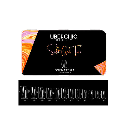 UberChic Beauty 600 Soft Gel Tips: Coffin - Medium Tan