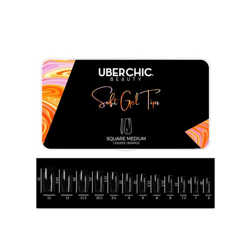 UberChic Beauty 600 Soft Gel Tips: Square - Medium Tan