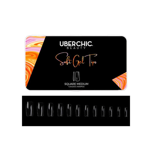 UberChic Beauty 600 Soft Gel Tips: Square - Medium Tan