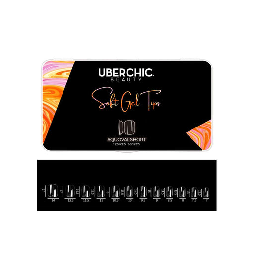 UberChic Beauty 600 Soft Gel Tips: Squoval - Short False Nails Tan