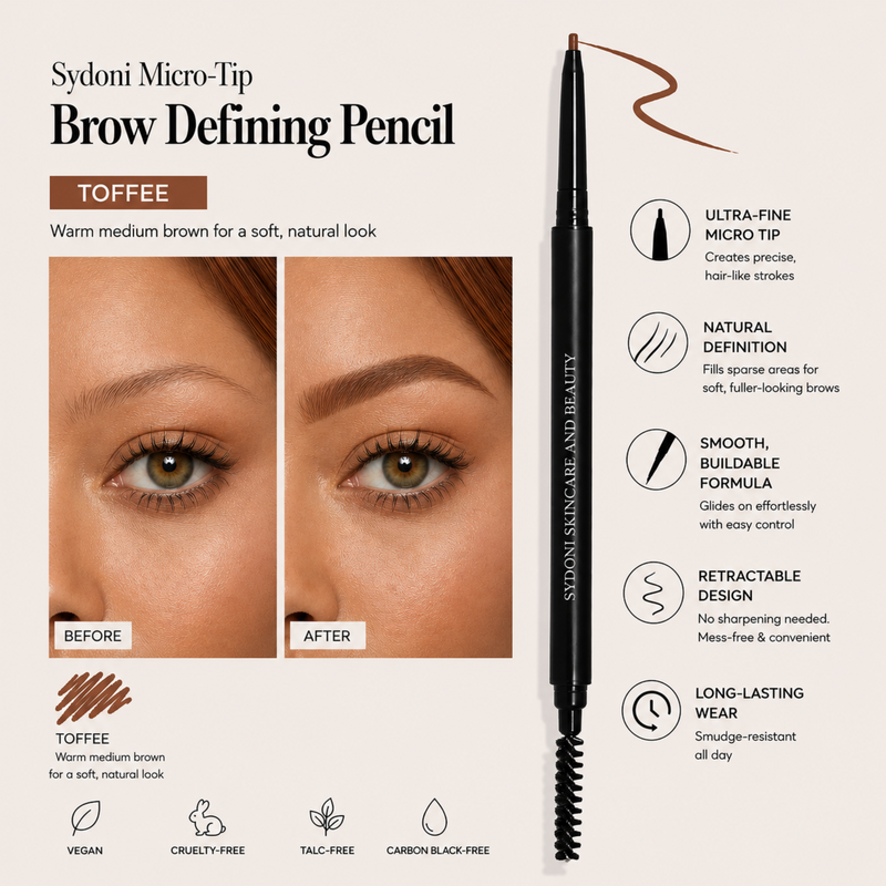 Sydoni Skincare and Beauty SYDONI MICRO-TIP BROW DEFINING PENCIL | Precise Natural Brows Brow Pencil Misty Rose Toffee - Suggested for deep reddish brown hair
