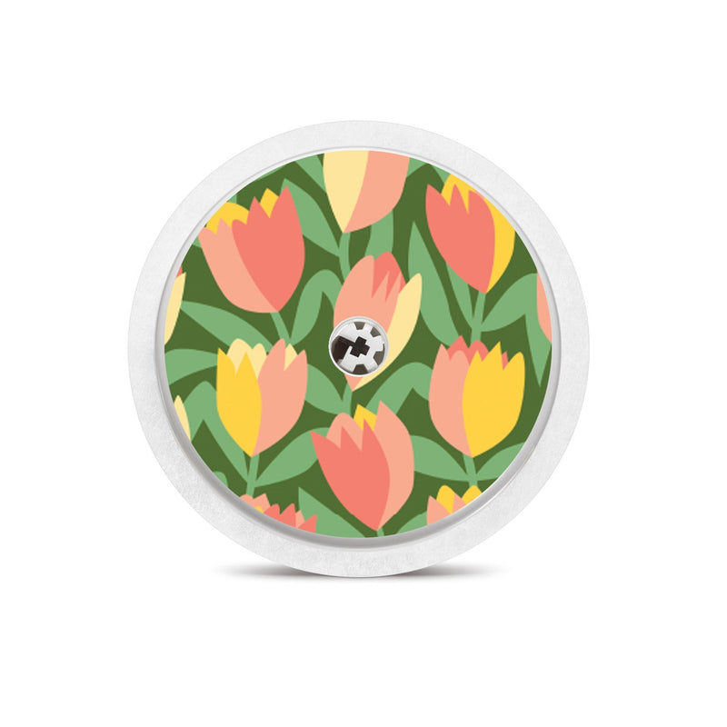 Peelz Tons Of Tulips Freestyle Libre 2 Peelz/Stickers White Smoke Sensor Only