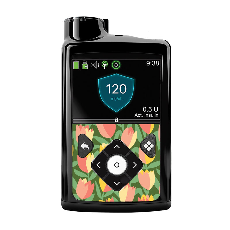 Peelz Tons Of Tulips for Medtronic MiniMed 770G & 780G Peelz/Stickers Black Whole System Peelz (front back + clip)