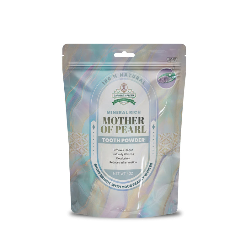 Garner's Garden Tooth Powder | Fluoride Free | 100% Natural Tooth Powder Gray 4 oz Mother of Pearl Tooth Powder