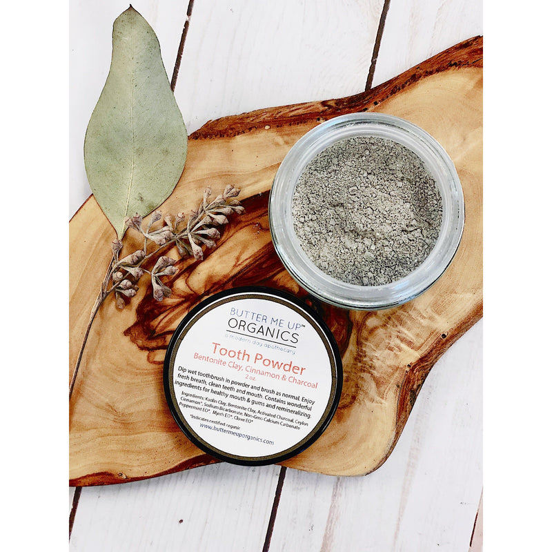 Butter Me Up Organics Tooth Powder / Toothpaste / Organic Tooth Powder / Organic Tooth Paste/ Organic Toothpaste / Clay Tooth Paste / Remineralizing Tooth Powder Teeth Light Gray Tooth Powder,Tooth Powder + Tooth Brushes,Tooth Powder + Natural Biodegradable Silk Dental Floss with Refillable Stainless Steel Metal Container,Tooth Powder + Stainless Steel Metal Tongue Cleaner Scraper