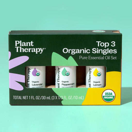 Plant Therapy Top 3 Organic Singles Set Essential Oil Pale Turquoise