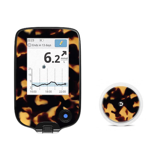 Peelz Tortoise Shell for Freestyle Libre 2 Peelz/Stickers White Smoke Receiver + Sensor