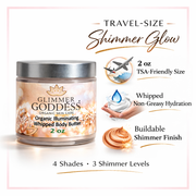 Glimmer Goddess® Organic Skin Care Organic Shimmer Body Butter 2 oz – Travel Shimmer White Smoke Bronze (Single Jar) / Subtle Level 1,Bronze (Single Jar) / Sexy Level 2,Bronze (Single Jar) / Super Level 3,Diamond (Single Jar) / Subtle Level 1,Diamond (Single Jar) / Sexy Level 2,Diamond (Single Jar) / Super Level 3,Gold (Single Jar) / Subtle Level 1,G