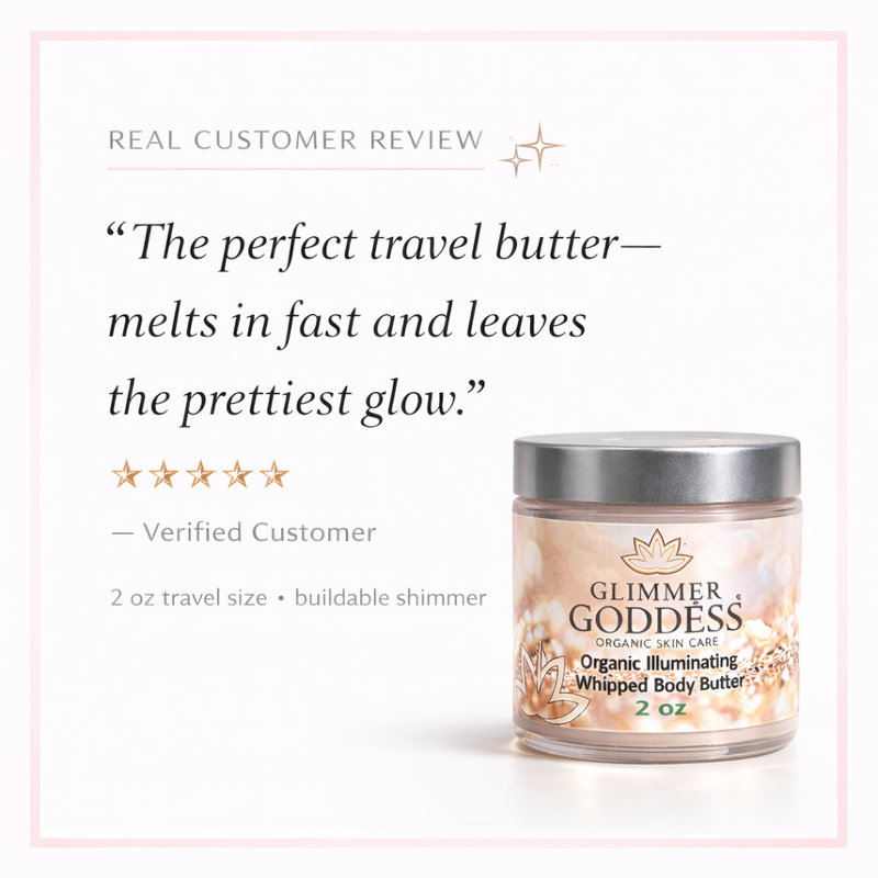 Glimmer Goddess® Organic Skin Care Organic Shimmer Body Butter 2 oz – Travel Shimmer White Smoke Bronze (Single Jar) / Subtle Level 1,Bronze (Single Jar) / Sexy Level 2,Bronze (Single Jar) / Super Level 3,Diamond (Single Jar) / Subtle Level 1,Diamond (Single Jar) / Sexy Level 2,Diamond (Single Jar) / Super Level 3,Gold (Single Jar) / Subtle Level 1,G