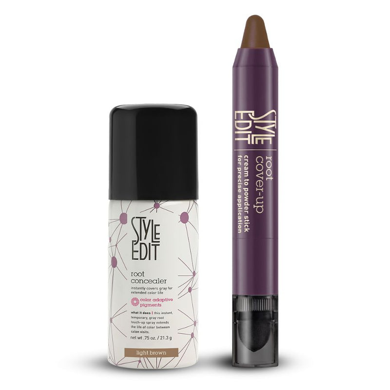 Style Edit Travel Size Concealer Spray and Cover Up Stick Duo White Smoke Light Brown