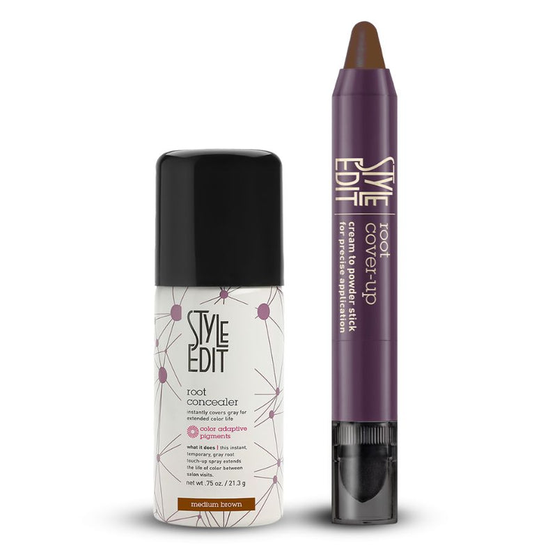 Style Edit Travel Size Concealer Spray and Cover Up Stick Duo White Smoke Medium Brown
