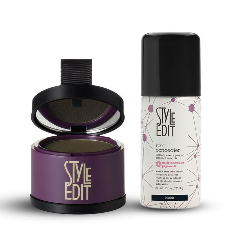 Style Edit Root Touch Up Powder and Travel Size Spray Duo Gift Set White Smoke Black,Dark Brown,Medium Brown,Light Brown