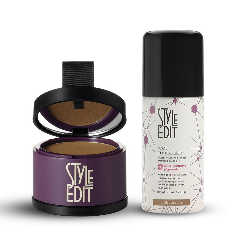 Style Edit Root Touch Up Powder and Travel Size Spray Duo Gift Set White Smoke Light Brown