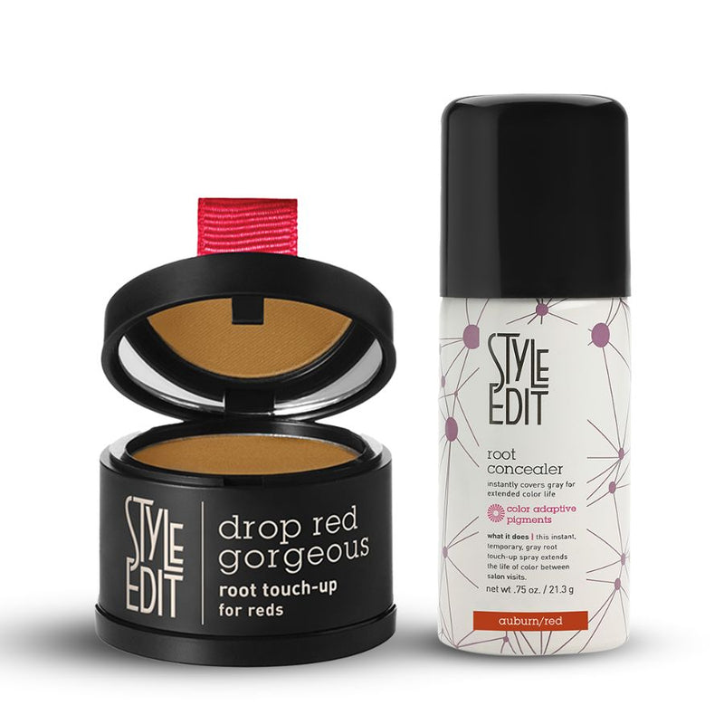 Style Edit Drop Red Gorgeous Root Touch Up Powder and Travel Size Spray Duo Gift Set White Smoke Light Red