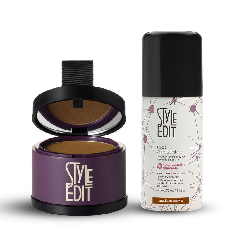 Style Edit Root Touch Up Powder and Travel Size Spray Duo Gift Set White Smoke Medium Brown