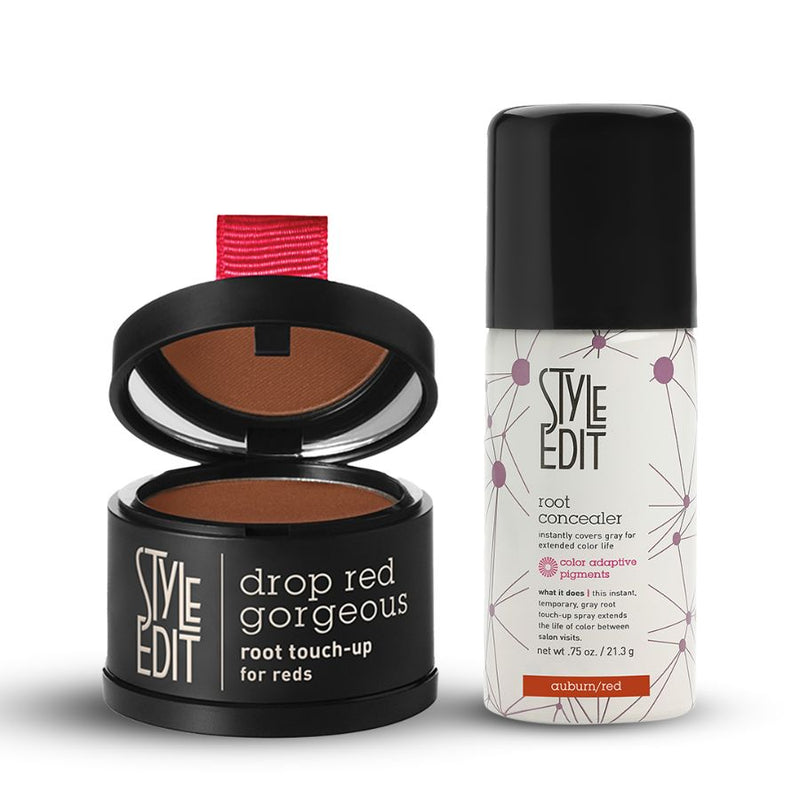 Style Edit Drop Red Gorgeous Root Touch Up Powder and Travel Size Spray Duo Gift Set White Smoke Medium Red