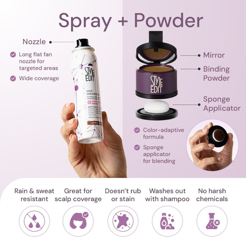 Style Edit Drop Red Gorgeous Root Touch Up Powder and Travel Size Spray Duo Gift Set White Smoke Dark Red,Medium Red,Light Red