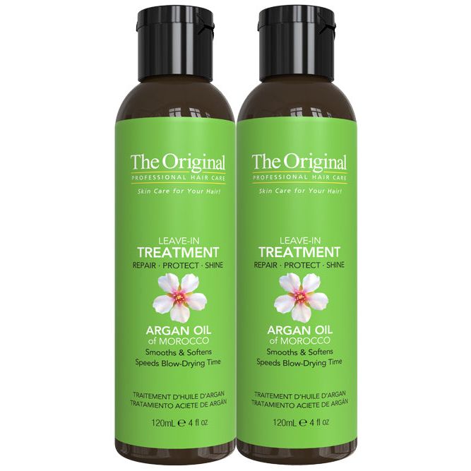 DermOrganic Official Shop Leave-in Treatment with Argan Oil Treatments Yellow Green Duo Pack (2 Bottles of 4 fl oz / 120ml)