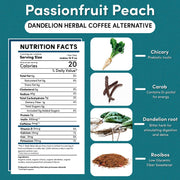 Teeccino Dandelion Passionfruit Peach Herbal Coffee Herbal Coffee White Smoke 10 ounce ground,Trial Size