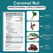 Teeccino Dandelion Caramel Nut Chicory Herbal Coffee Herbal Coffee White Smoke 10 ounce ground,500g ground,5lb ground,Trial Size