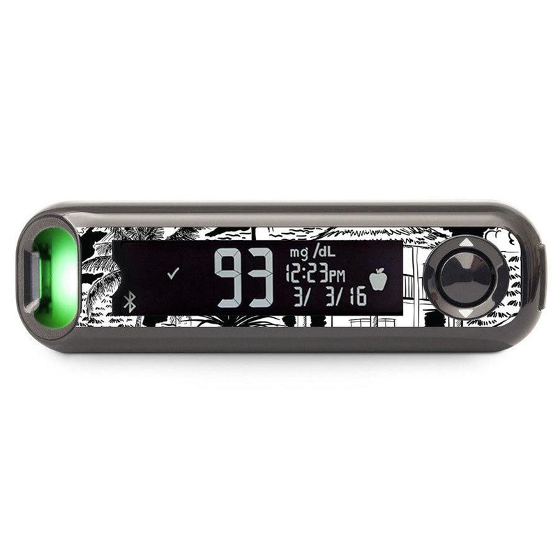 Peelz Tropical Sketch Bayer Contour© Next One Glucometer Peelz/Stickers Black