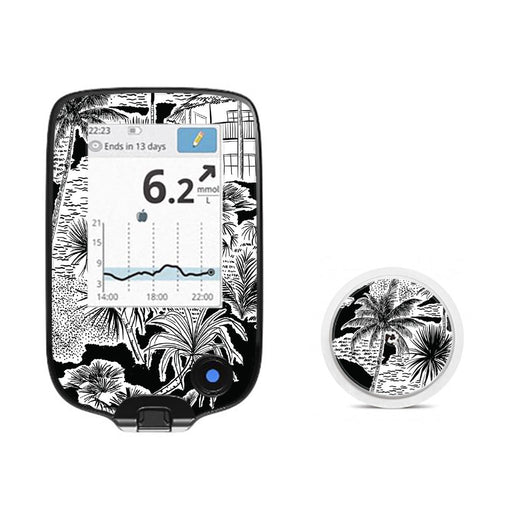 Peelz Tropical Sketch Freestyle Libre 2 Peelz/Stickers White Smoke Receiver + Sensor