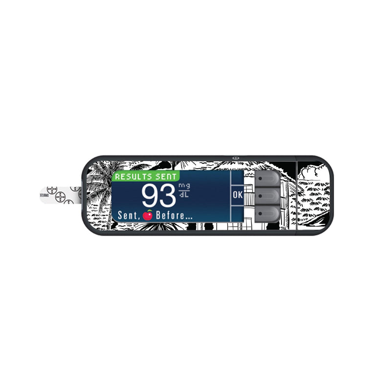 Peelz Tropical Sketch Sticker for Bayer Contour Next Glucometer Peelz/Stickers White Smoke