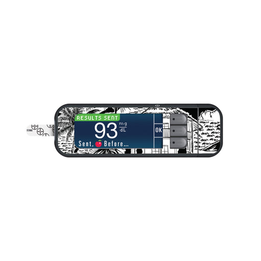 Peelz Tropical Sketch Sticker for Bayer Contour Next Glucometer Peelz/Stickers White Smoke
