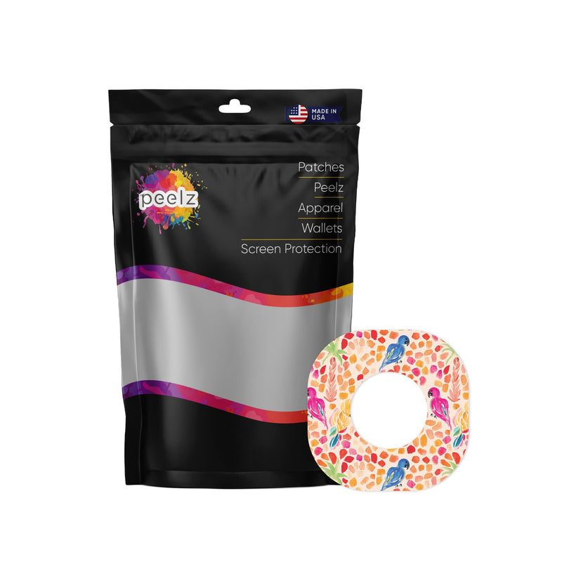 Peelz Tropical Watercolor Dexcom G7 and Stelo Patch Tape - Pump Peelz Patch Medical Tape White Smoke 12-Pack (Set of 12 Patches),4-Pack (Set of 4 Patches)