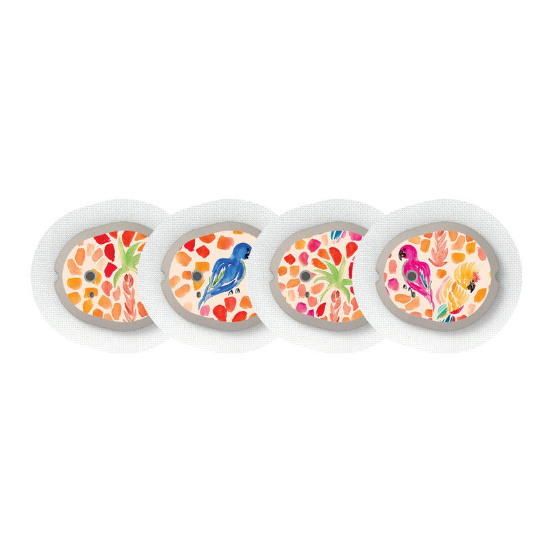 Peelz Tropical Watercolor Sticker Designed for the DEXCOM G7 and Stelo Transmitter Peelz/Stickers White Smoke 4-pack (Set of 4 Stickers)