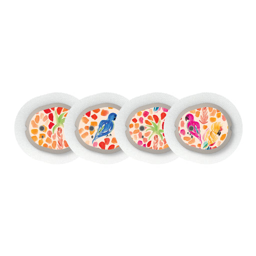 Peelz Tropical Watercolor Sticker Designed for the DEXCOM G7 and Stelo Transmitter Peelz/Stickers White Smoke 4-pack (Set of 4 Stickers)