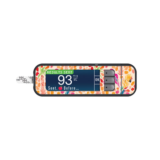 Peelz Tropical Watercolor Sticker for Bayer Contour Next Glucometer Peelz/Stickers White Smoke