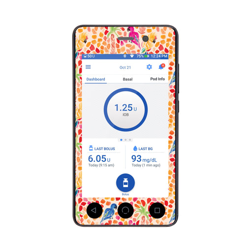Peelz Tropical Watercolor Sticker for Omnipod DASH® PDM – Pump Peelz Peelz/Stickers White Smoke Whole System Peelz (front + case),Front Peelz