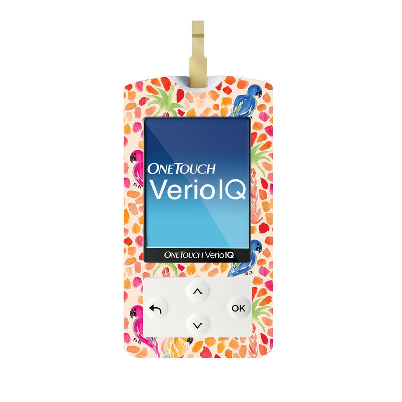 Peelz Tropical Watercolor for OneTouch Verio IQ Glucometer Peelz/Stickers White Smoke