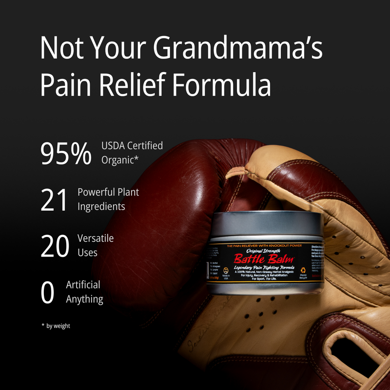 Battle Balm® Battle Balm® - Original Strength All Natural & Organic Pain Relief Cream Topical analgesic, pain relief ointment, muscle rub Black 0.45 oz.,1.9 oz.,4.25 oz.,8.5 oz.