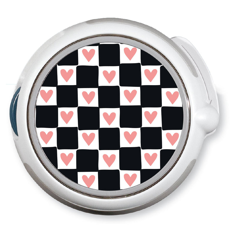 Peelz Checkered Hearts twiist™ Automated Insulin Delivery System Stickers - Pump Peelz Peelz/Stickers White Smoke