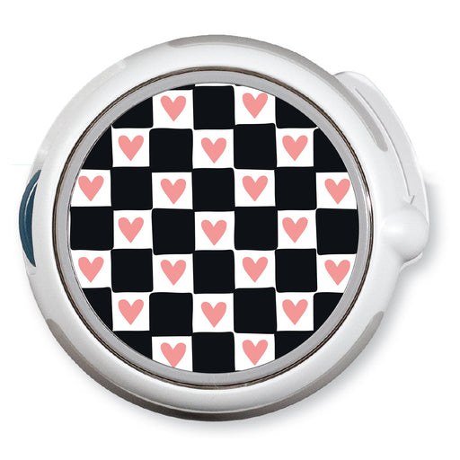 Peelz Checkered Hearts twiist™ Automated Insulin Delivery System Stickers - Pump Peelz Peelz/Stickers White Smoke