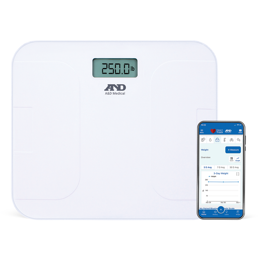 A&D A&D Premium Wireless Weight Scale with Bluetooth Connectivity Biometric Monitors White Smoke